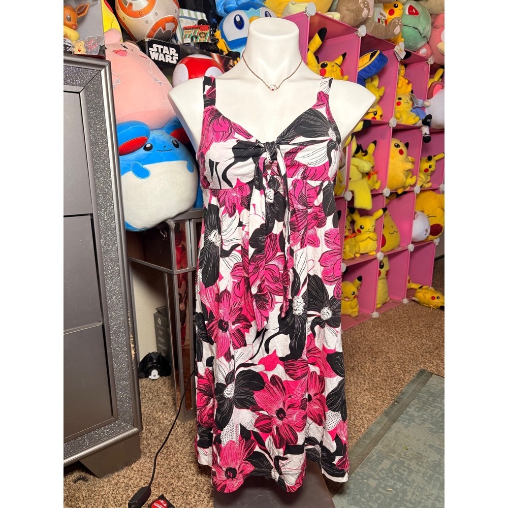 Y2K O'Neill Womens Floral Cotton Empire Waist Tie Front Sundress Size M #2